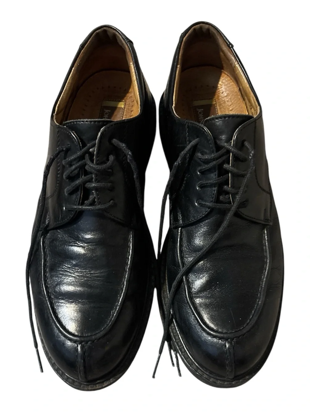 Johnston & Murphy Black Leather Lace-Up Oxfords